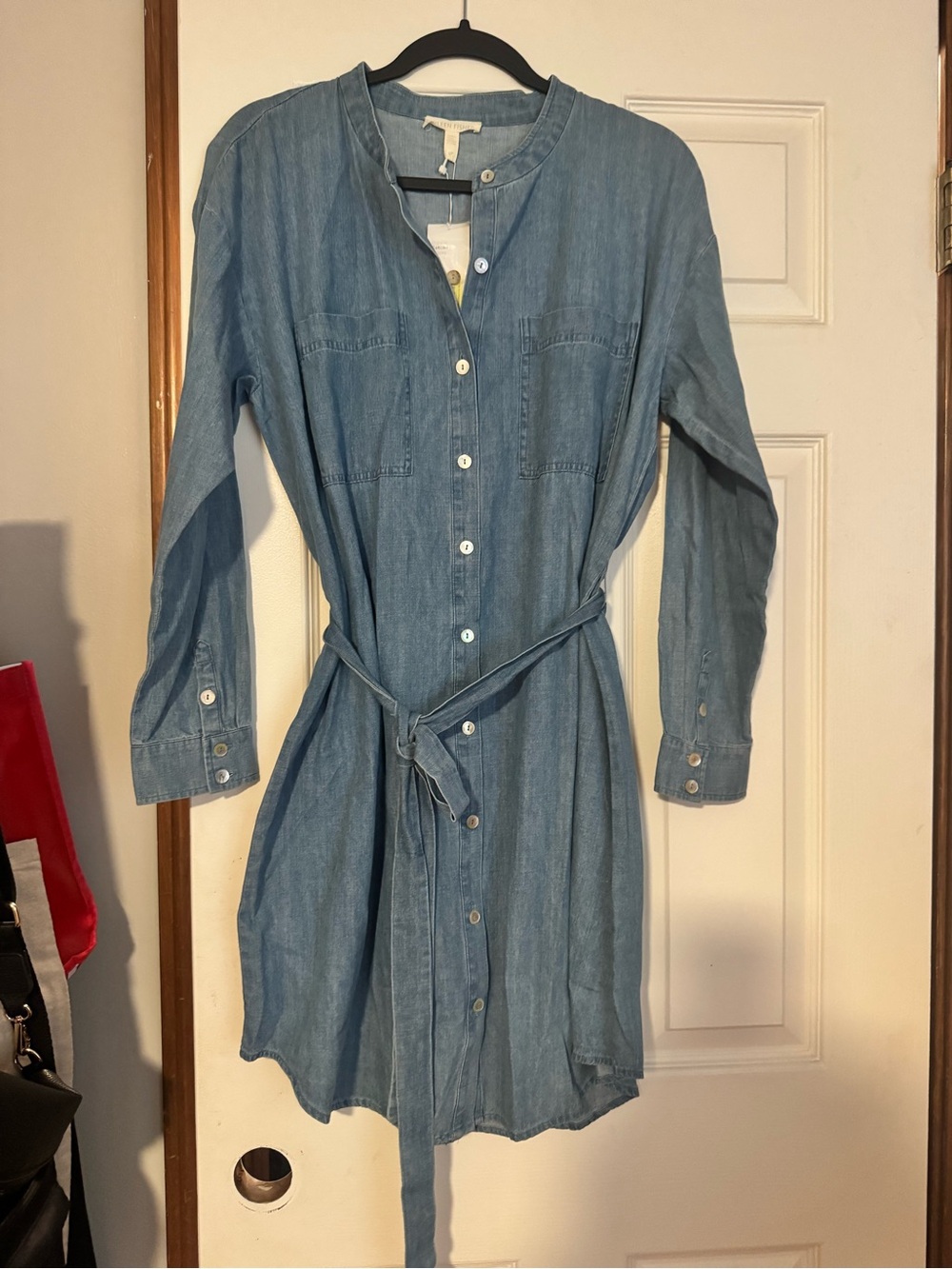 Eileen Fisher Chambray Long-Sleeve Shirt Dress in Light Blue